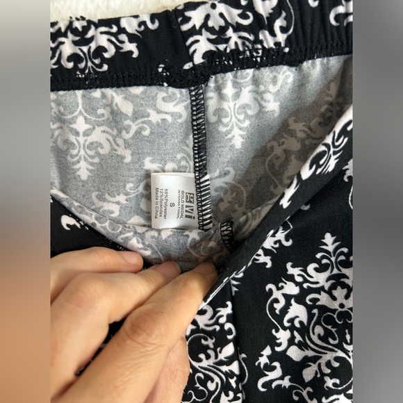 GVI Black White Damask Print Stretch Leggings Gothic Yoga Pants Size Small - Picture 5 of 9